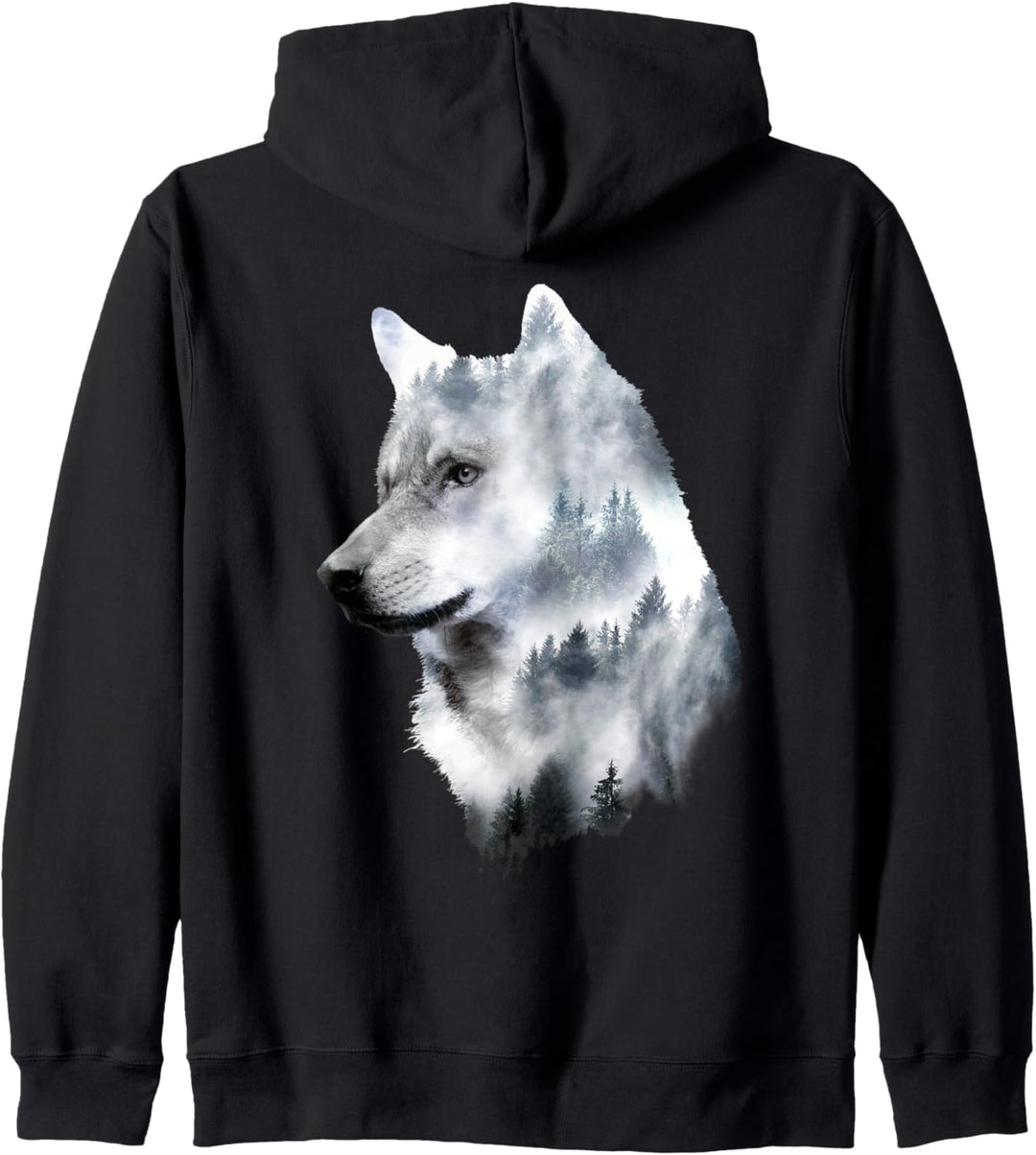 Doppelte Belichtung Wolf wildes Tier künstlerische Grafik Kapuzenjacke