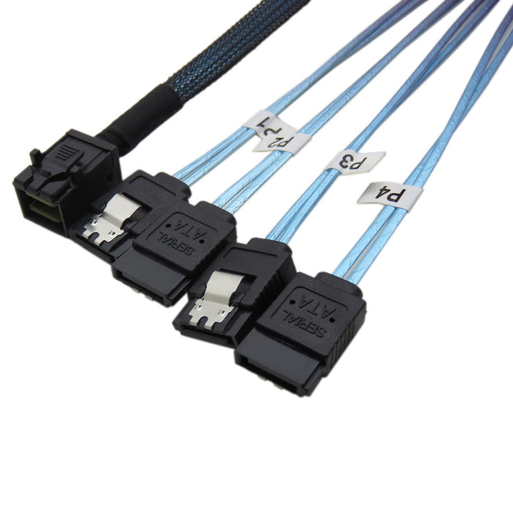 YIWENTEC Internal HD Mini SAS (SFF-8643 Host) to 4X SATA (Target) Hard Drive Cable (100 cm) 1M, 1M