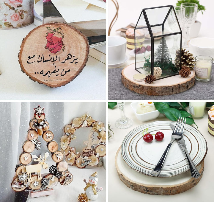 Holzscheiben 10er Set 14-15 cm Runde Baumscheiben ohne Loch für DIY Basteln, Hochzeit und Weihnachts
