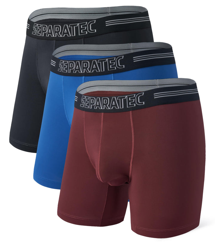 Separatec Boxershorts Herren 3er-Pack Sport Schnell trocknend Doppelbeutel Dual Pouch Unterhosen Män