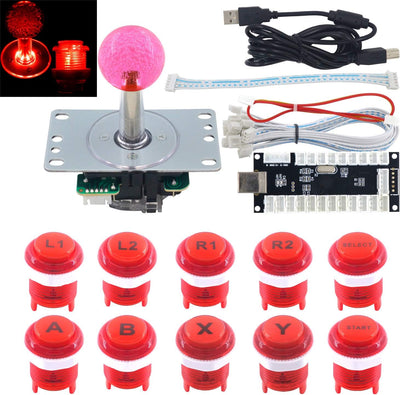 SJ@JX Arcade Game LED DIY Kit Mechanische Tastatur Schalter Arcade LED Knopf LED Joystick Controller
