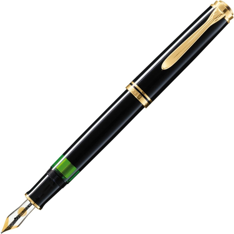 Pelikan Füllhalter Souverän 400, Schwarz, Feder M (mittel), hochwertiger Kolbenfüller im Geschenk-Et