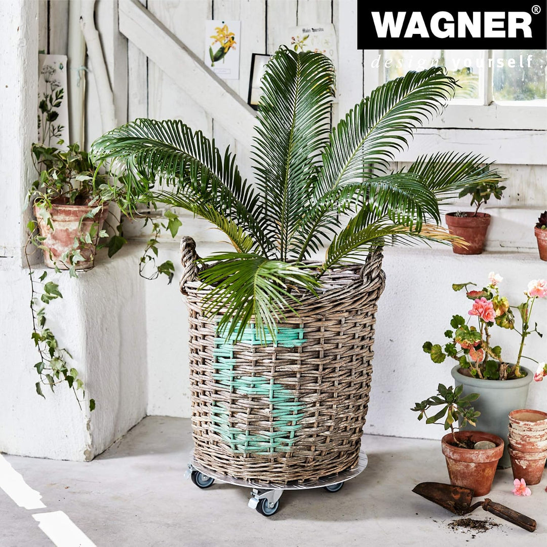 Wagner Pflanzenroller Alaska Ø 38 x 7,5 cm I Blumenroller für Aussenbereich + Innenbereich I Kübelro