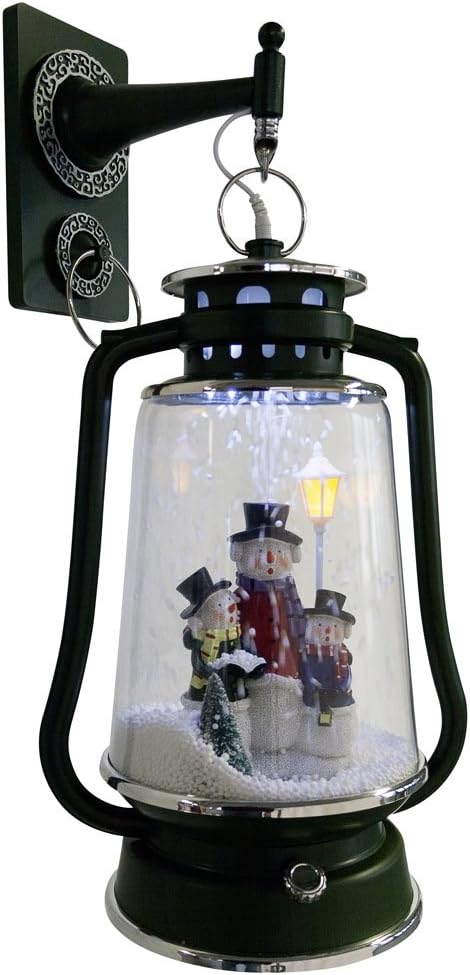 foolonli Schneiende LED Laterne 35 cm Motiv Schneemann Grün