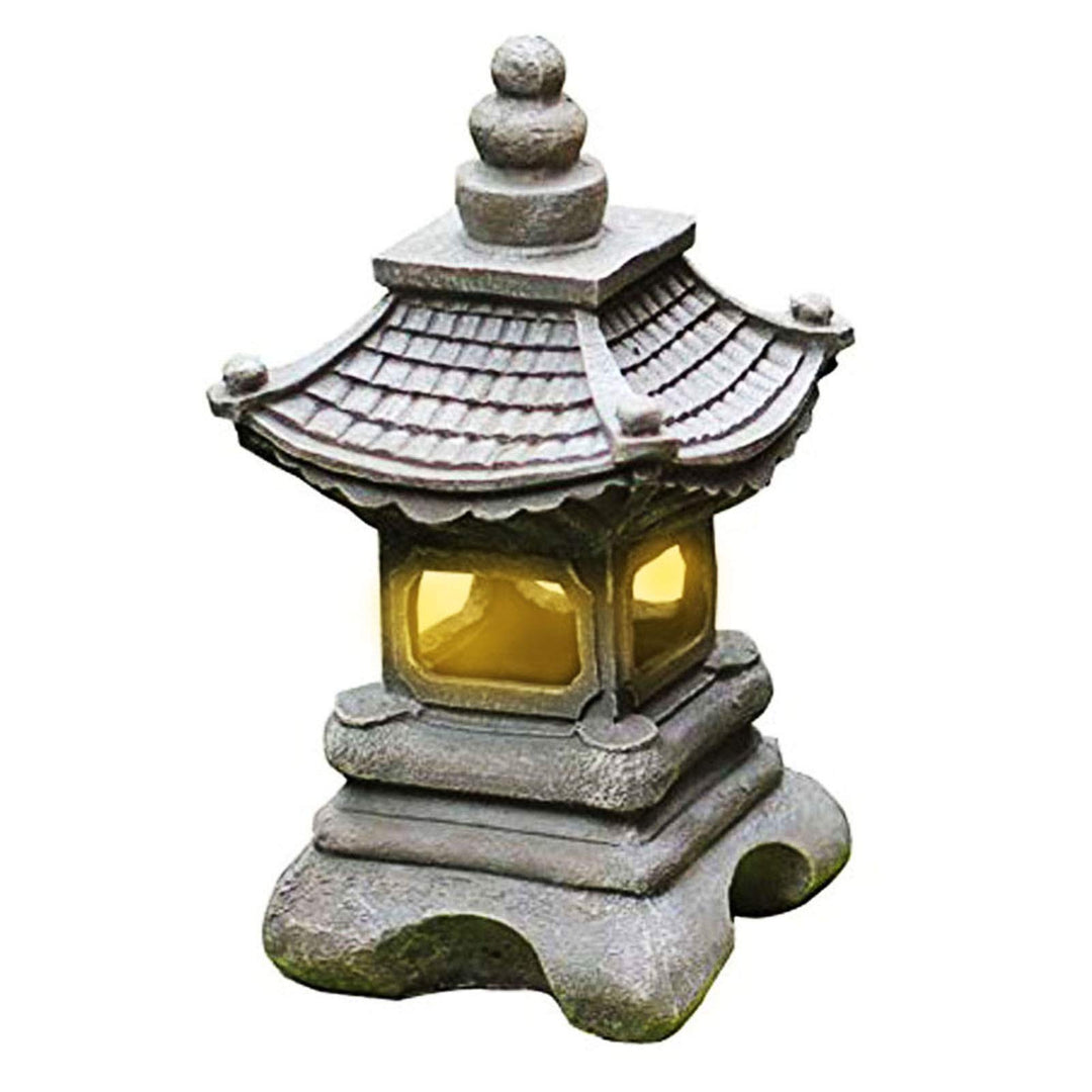 Uziqueif Outdoor Japanische Tachi-Gata-Stil Solar Zen Garten Lichter Laterne Pagode Licht Solar Bode