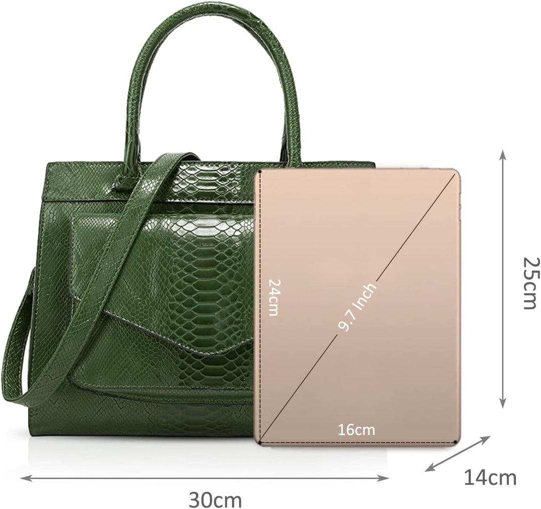 NICOLE & DORIS Damen Handtaschen Krokodil Handtasche Henkeltasche Lackiert Krokodil Top Griff Henkel