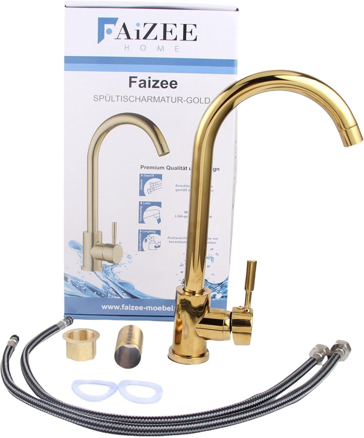 Granitspüle 76x44 Küchenspüle Gold Granit Spülbecken f. Unterschränke ab 45 cm inkl.Siphon Set (Mit