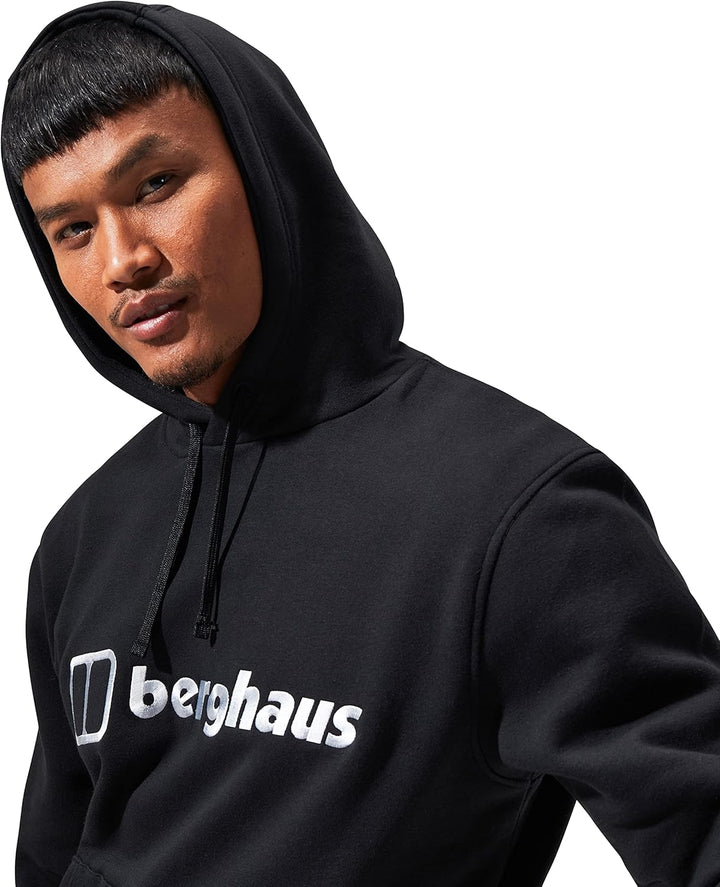 Berghaus Herren Logo Kapuzenpullover, Dazugegeben Wärme, Extra Bequem Fleecejacke, Schwarz