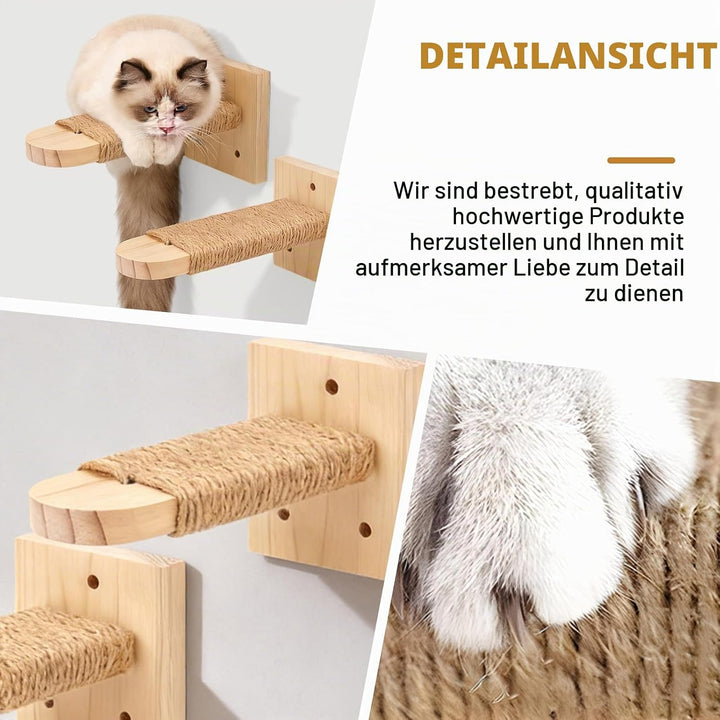 4 Stück Katzentreppe Wand, Kletterstufe 20CM, DIY Kletterwand Katzen, Katzenleiter Katzenbretter, Ka