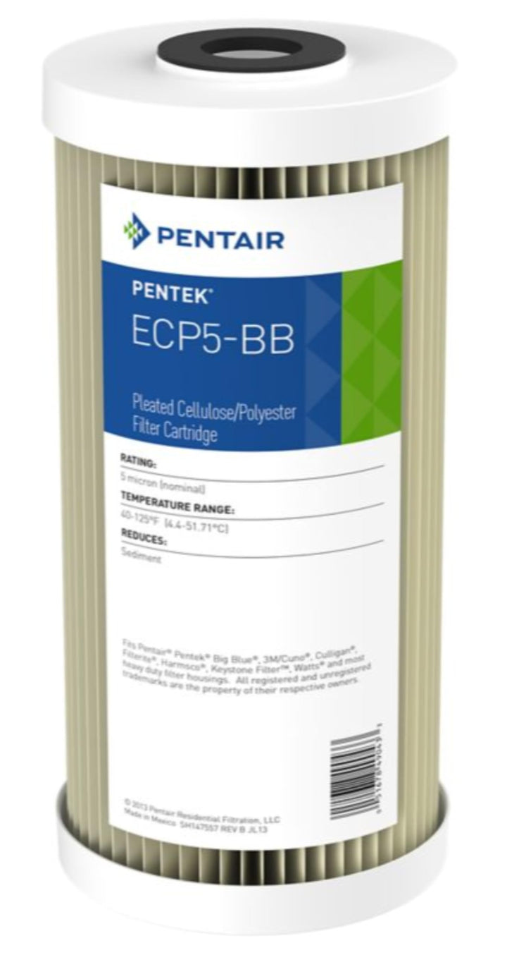 Pentek - 255490-43 ECP5-BB Plissee-Zellulose-Filterkartusche, Polyester, 24 x 10 cm, 5 Mikron.