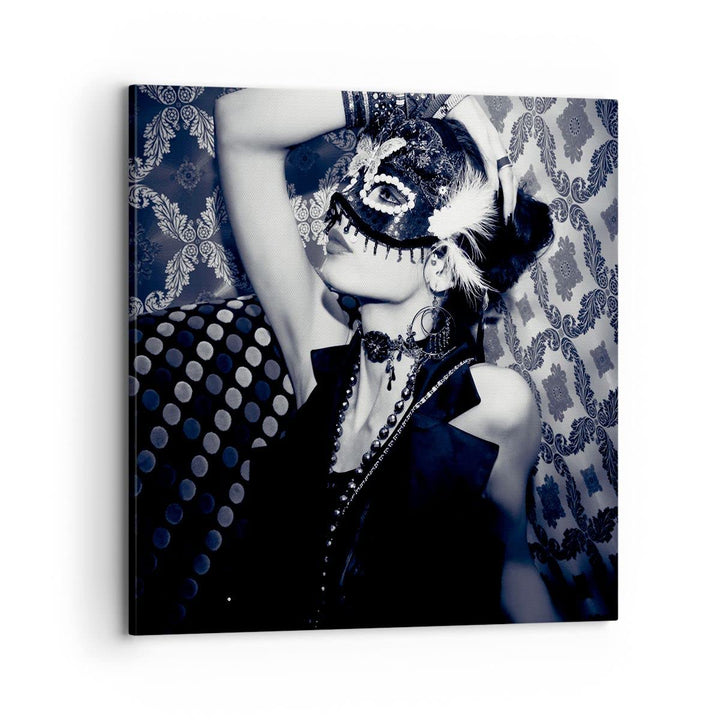 ARTTOR Bilder auf Leinwand 70x70cm Leinwandbild Frau Karneval Maske Mode Gross Wanddeko Bild Schlafz