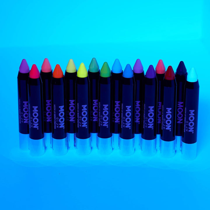 Moon Glow, Neon-UV-Gesichtsmalstift/Körperkreiden-Make-up für Gesicht und Körper, Pastellfarben, leu
