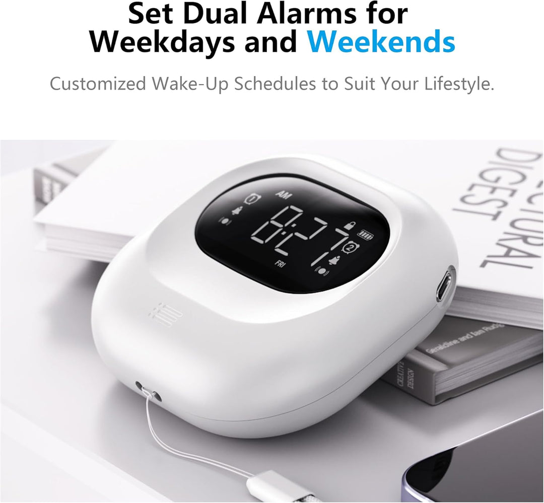 Vibrationswecker für Tiefschläfer, Batteriebetriebener Wecker unter dem Kopfkissen, Einstellbare Vib