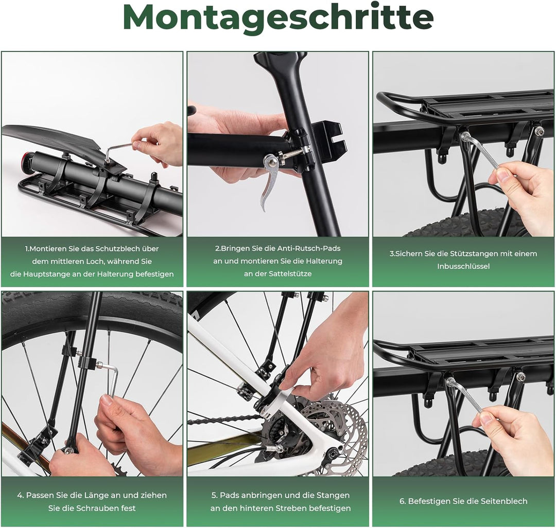 ROCKBROS Fahrrad Gepäckträger Mountainbike Gepäckträger Schnellspanner mit Reflektor 24-29 Zoll mit/