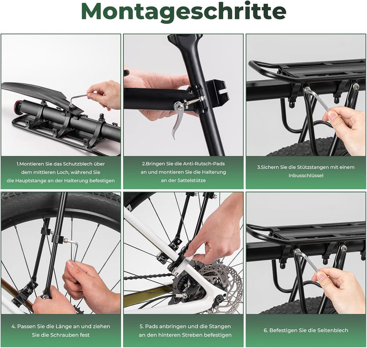 ROCKBROS Fahrrad Gepäckträger Mountainbike Gepäckträger Schnellspanner mit Reflektor 24-29 Zoll mit/
