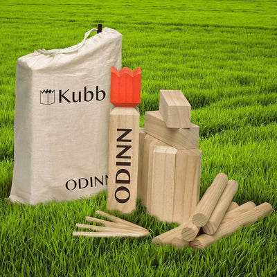 Toyfel Schwedenschach XXL Odinn - Indoor & Outdoor Kubb Spiel aus FSC® Buchenholz mit Stoffbeutel, G