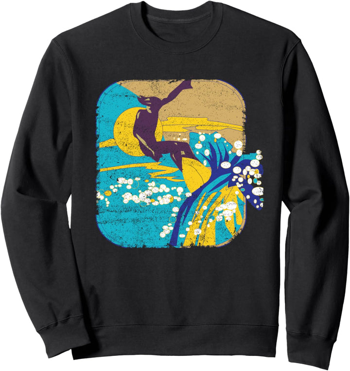 Abstrakter Surfer, der auf einem Surfbrett surft. Sweatshirt