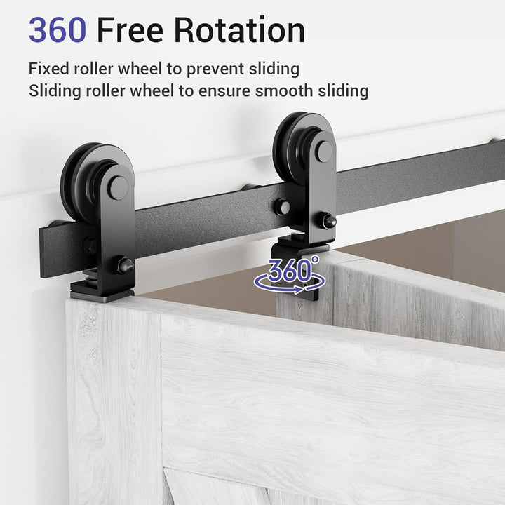 76.3cm/2.5FT Bifold Schiebetürbeschlag Schiebetüren Schiebetürsystem Komplettset Laufschiene Rollen