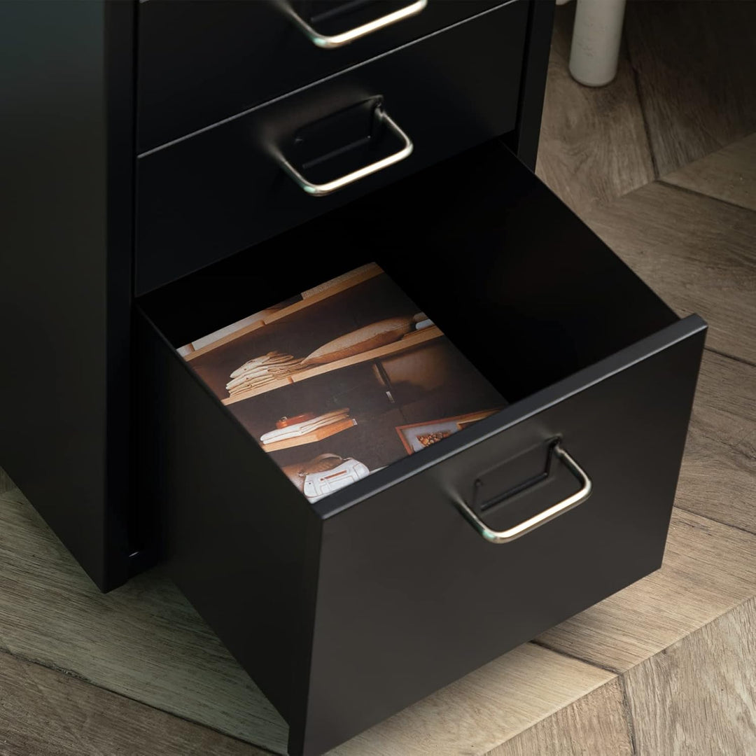HollyHOME Mobiler Aktenschrank mit 5 Schubladen, rollender Akten-Organizer, Metall-Aufbewahrungsschr