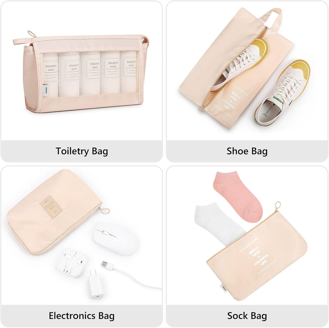 Mossio 9 Set Packwürfel mit Schuhtasche und Elektroniktasche – Gepäck-Organizer, Koffer, Reisezubehö
