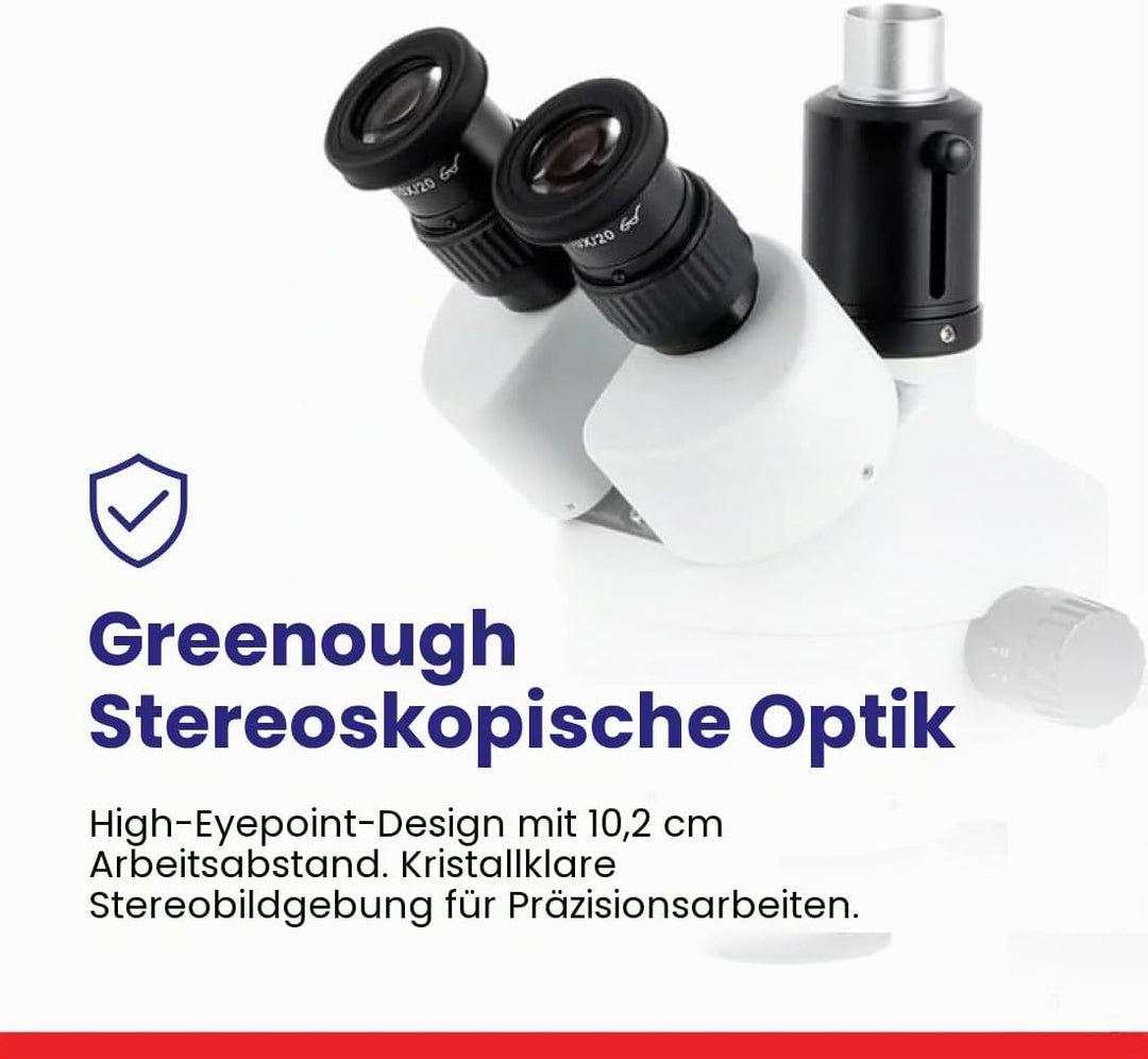 AmScope SM-3T Trinokulares Stereo-Zoom-Mikroskop auf Einarmigem Auslegerständer, 7X-45X, Weiss, Mikr