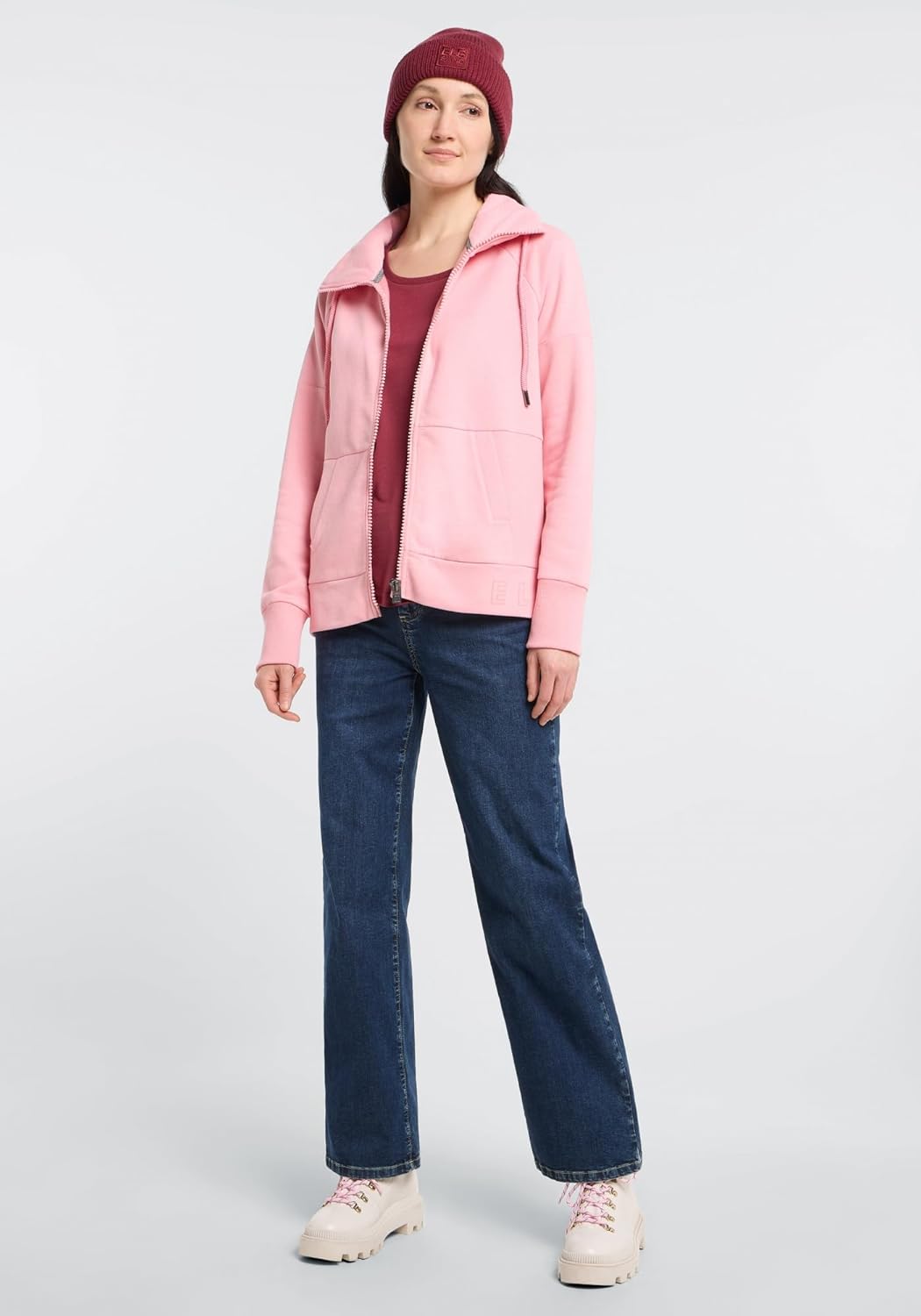 Elbsand Ainele Damen Sewatjacke mit Stehkragen, Sweatshirt mit Zip Verschluss, Regular Fit M Shell P