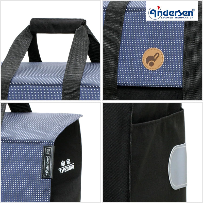 Andersen Einkaufstrolley Royal Aluminium-Gestell klappbar mit Metallspeichen-Rad Ø 25cm und 43 Liter