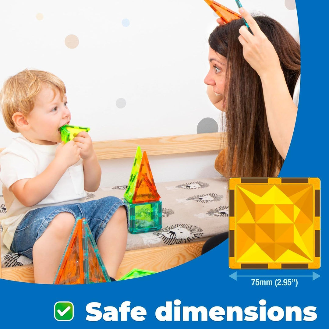 Geomag Magnetic Tiles Dino World - Themen-Set, magnetische Dinosaurier, durchscheinende Paneele, 3D-
