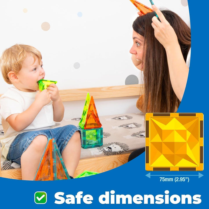 Geomag Magnetic Tiles Dino World - Themen-Set, magnetische Dinosaurier, durchscheinende Paneele, 3D-