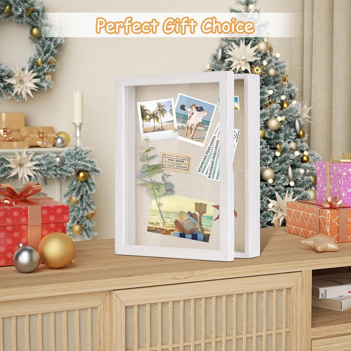 Love-KANKEI 3D Bilderrahmen 28 x 35 cm Holz Objektrahmen zum Befüllen Shadow Box Frame mit 8 Steckna