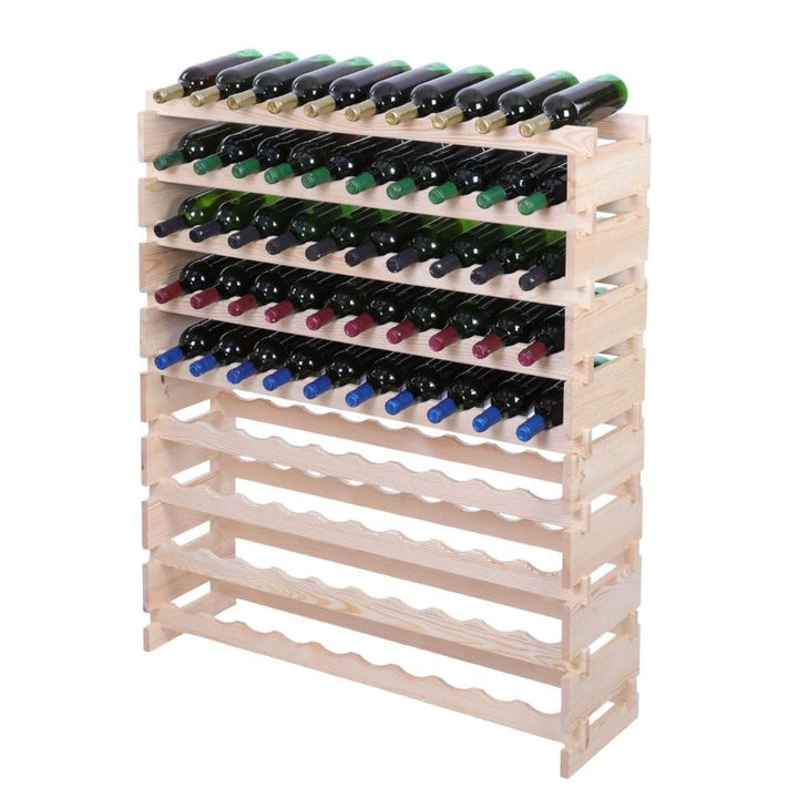 PROREGAL Weinregal VINOTECA Flex PRO | HxBxT 121x103x28cm | 90 Flaschen auf 9 Ebenen | Massives Kief