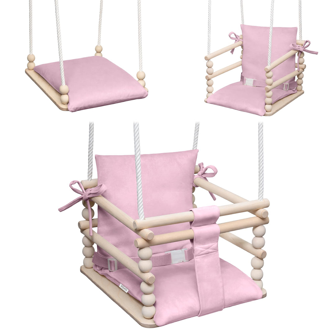 MAMOI® Babyschaukel Holz | Indoor Babyschaukel | Kinderschaukel Indoor | Babyschaukel 3 in 1 + SICHE