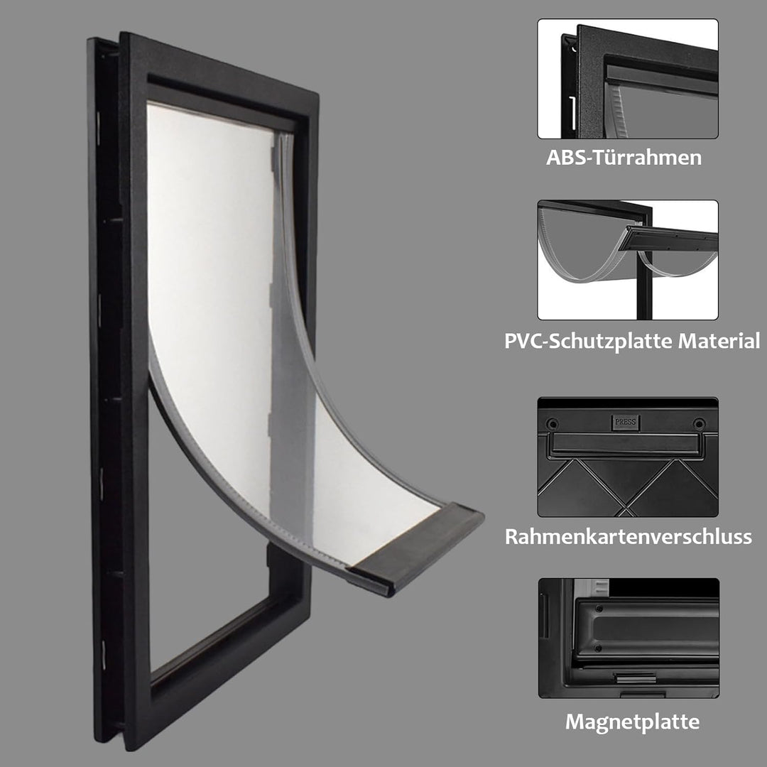 CEESC Grosse Hundeklappe mit weicher, transparenter Magnetklappe und einrastbarer Verschlussplatte,