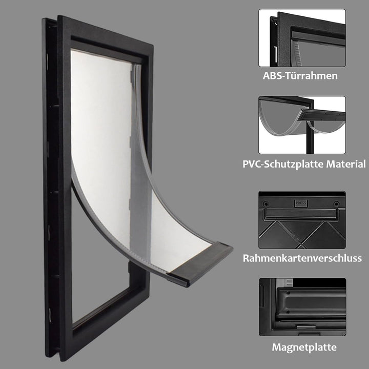 CEESC Grosse Hundeklappe mit weicher, transparenter Magnetklappe und einrastbarer Verschlussplatte,
