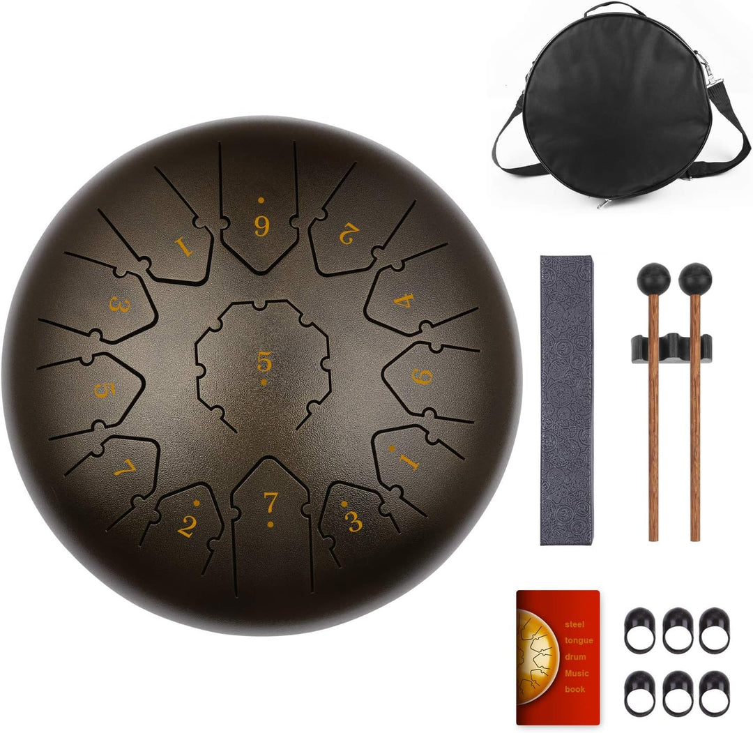 KUD Tongue Drum, 12 Zoll 13 Tone C-Dur Zungentrommel Schlagzeug Instrument, Steel Pan Töne Schlagins