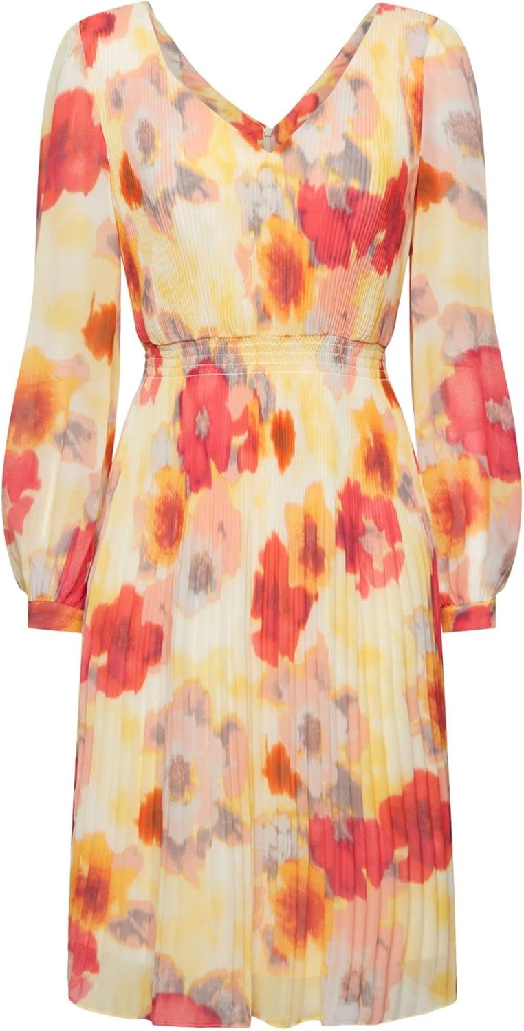 Esprit Collection Minikleid mit floralem Allover-Print 34 823/Orange 4, 34 823/Orange 4