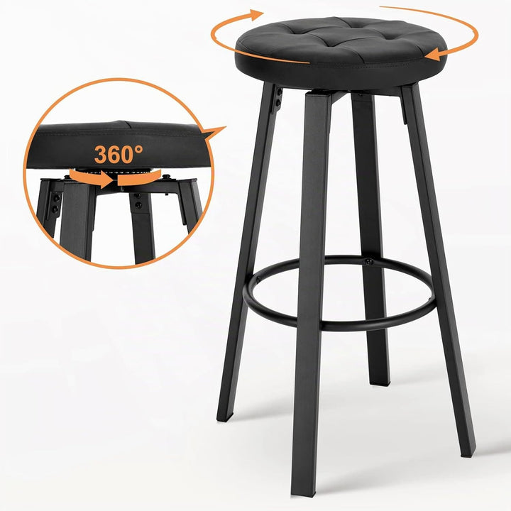 WOLTU Barhocker 2er Set, mit drehbarem Sitz Φ 35,5 cm, gepolsterer Hocker mit Kunstleder-Bezug, Fuss