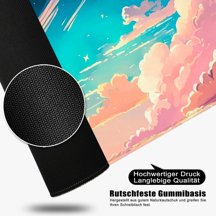 Mauspad Handgemalte Anime Illustration Schreibtischunterlage 80x30cm Mousepad XL Gross Mauspad, Comp