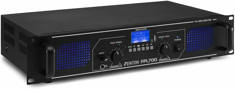 Fenton FPL700 PA Verstärker 700 Watt, 3 Kanal Endstufe, Digitalverstärker mit Bluetooth, AUX, USB, M