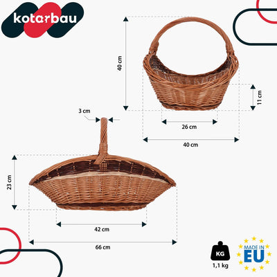 KOTARBAU® Weidenkorb für Kaminholz Holzkorb für Kaminholz Weide mit Henkel Kaminholzkorb Weide Holzk