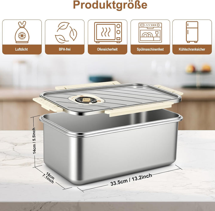 Brotkasten, Brotaufbewahrung Brotbox Küche für Frische, Brotkasten aus Edelstahl mit Zeitaufzeichnun