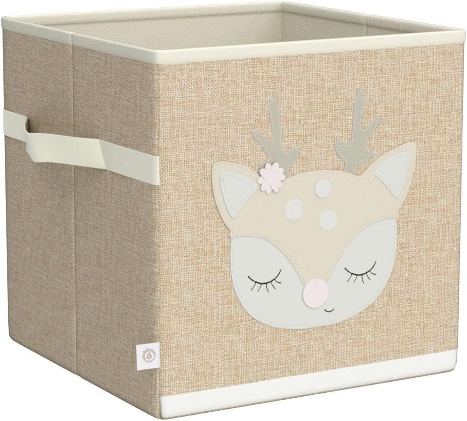 Bieco Aufbewahrungsbox Kinder | Reh Ella Motiv ca. 36L faltbar | Süsse Spielzeug Kiste für Kallax Re