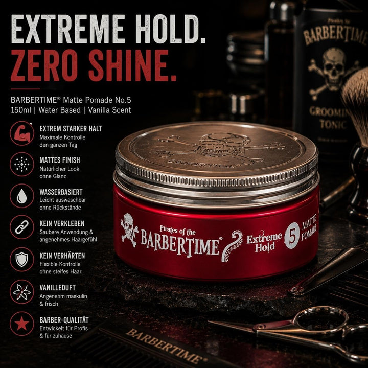 Matte Pomade No.5 | Haarstyling Haarwachs - 150 ml | Wasserbasiert | Starker Halt & Mattes Finish |