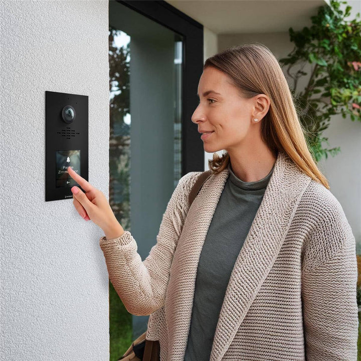 Metzler® Video-Türsprechanlage mit HD-Kamera und IPS-Touchdisplay in Tiefschwarz RAL 9005, 146° Weit
