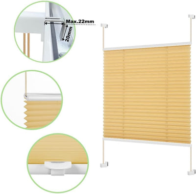 Eurohome Plissee Beige 105x120cm klemmfix ohne Bohren für Fenster und Türen 105x120cm Beige, 105x120