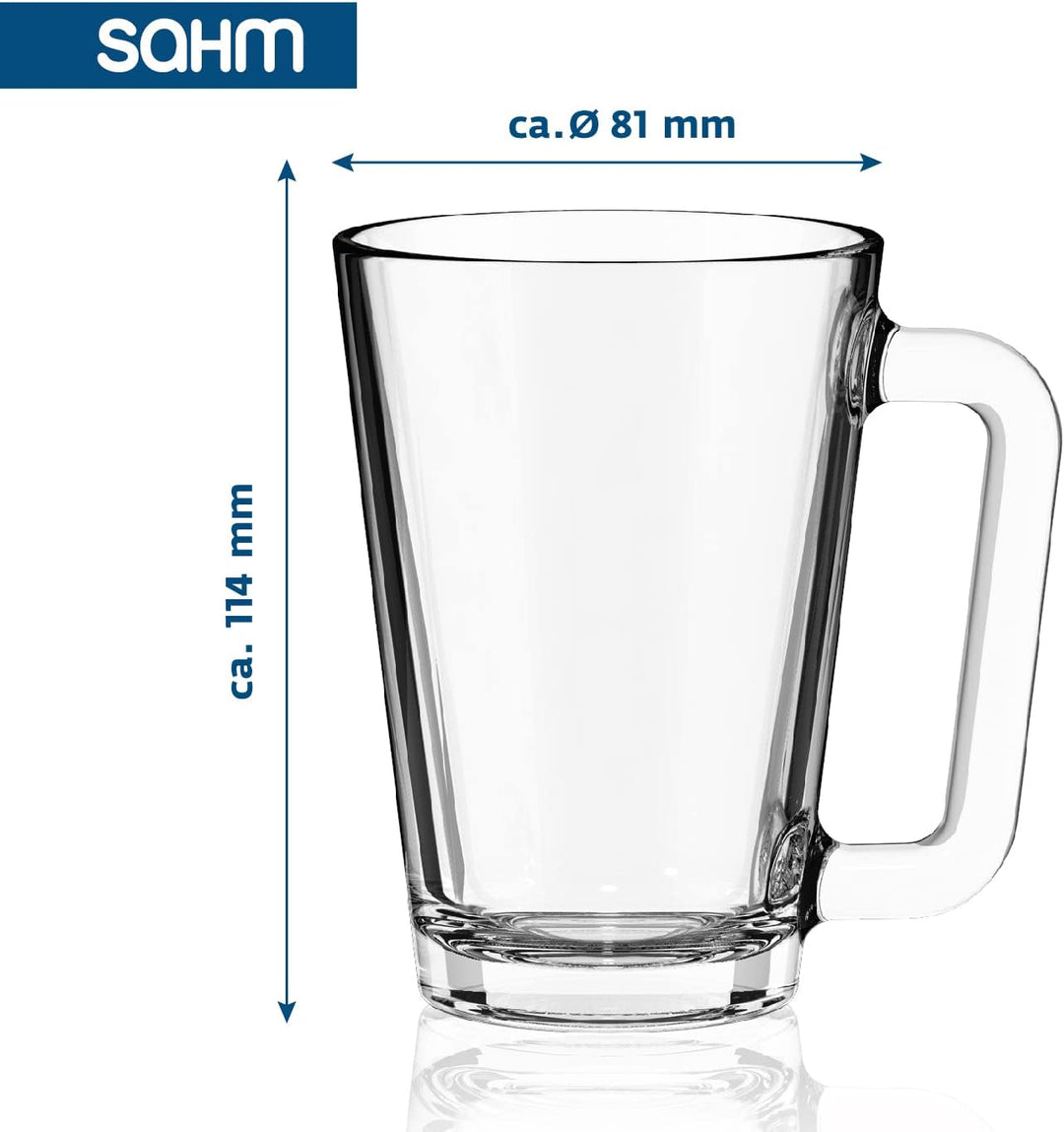 Sahm Teegläser mit Henkel (6er Set) - 260ml Glühweintassen Glas - Spülmaschinengeeignet - Zeitlose K