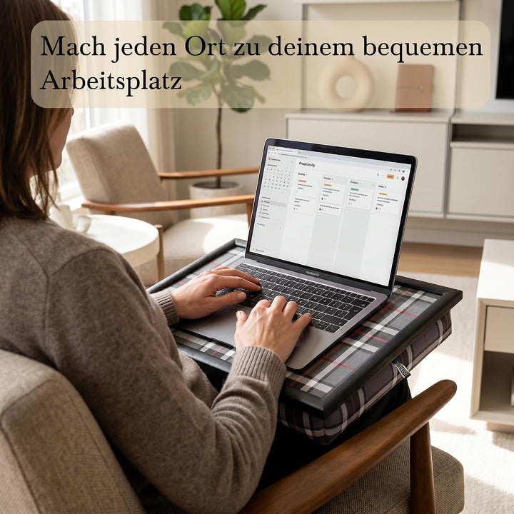 Kariertes Knietablett: Allover-Schottenkaro (Thomson Grey) Thomson Grey 1 Stück (1er Pack), Thomson