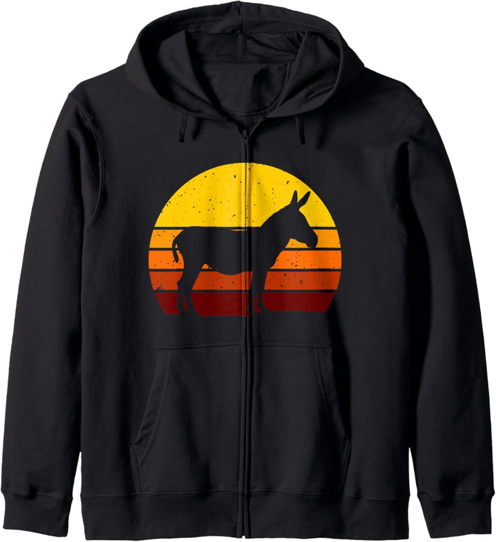 Retro Esel Silhouette Sonnenuntergang Landwirt Kapuzenjacke