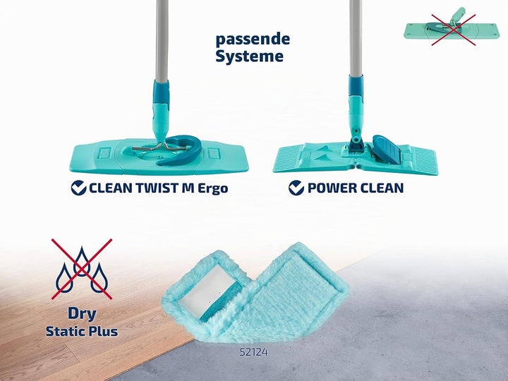 Leifheit 2er Set Wischbezug CLEAN TWIST M Ergo - Power Clean static plus, dieser Wischer Ersatzbezug