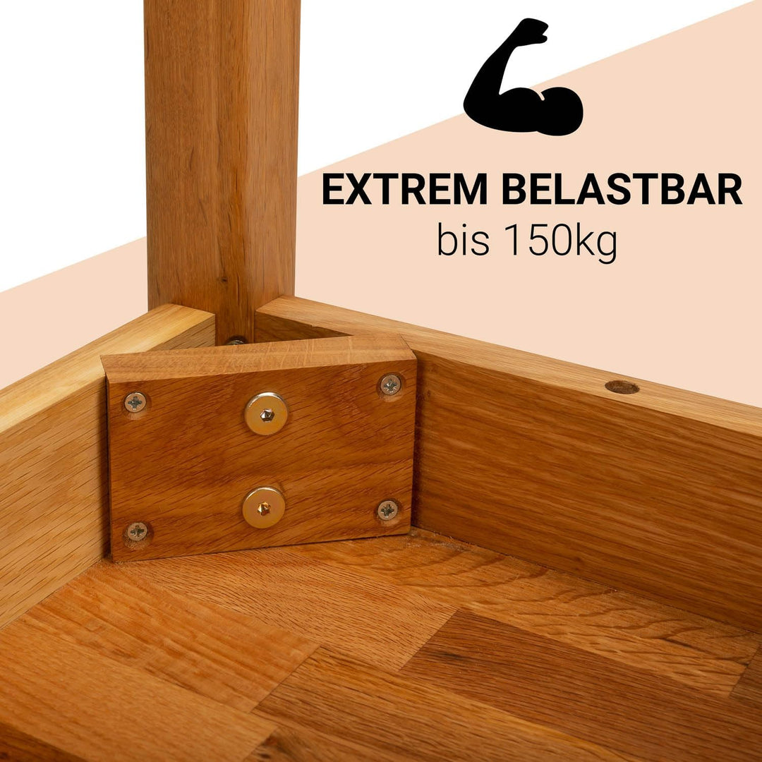 Staboos 2er Set Eiche Sitzhocker Holz - Massiv Holzhocker bis 150 kg - Eiche Holz Hocker Doc ohne Ei